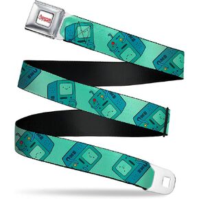 Adventure Time Belt, Seatbelt Buckle Belt, Adventure Time Bmo Pose Flips Seafoam Green, Adjustable