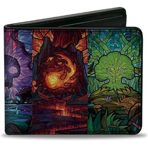 Buckle-Down Magic the Gathering Wallet, Bifold, Magic the Gathering Stained Glass Mana Symbols Multi Color, Vegan Leather