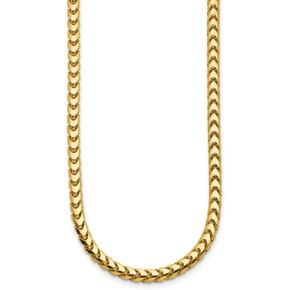 Diamond2Deal 14k Yellow Gold Polished 3.7mm Solid Franco Chain Necklace 18" to 30" Neck Jewelry Men, 63.15 gram