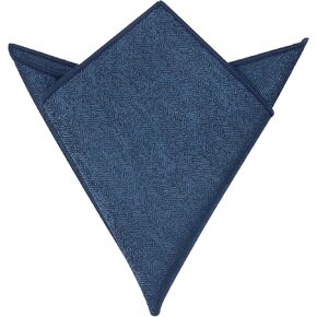 Men's Pocket Square Solid Color Herringbone Textured Handkerchief with Trim for Suits Formal