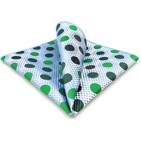 S & W Shlax & Wing Pocket مربعات للرجال Polka Dots Emerald Green Silver Blue Edge