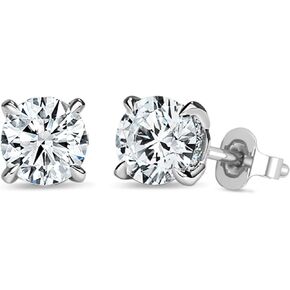 1.08 Ctw Round Lab Grown White Diamond or Cubic Zirconia Unseen Halo Stud Earrings for Women in 925 Sterling Silver