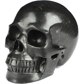 Skullis 5.0 "shungite crystal skull ، منحوتة للأحجار الكريمة المنحوتة باليد ، تمثال reiki Healing Stone.