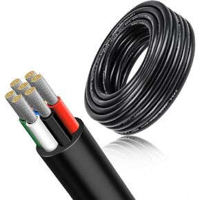 Reshake 7 Way Trailer Wire 14 Gauge ، Copper Hucked Duty 7 Conduction Cable 32.8 FT ، 7 سلك تمديد مقطورة RV تقطعت بهم السبل ، 14/7 سلك الأسلاك