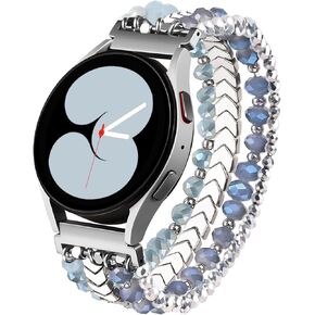 Lerobo Unique Stylish Band Compatible with Galaxy Watch 7/6/5/4/Active 2 40mm 44mm/Watch 4 Classic 42mm 46mm/6 Classic 43mm 47mm/5 Pro 45mm Women Girl 20mm Watch Band Beaded Bracelet Watch Accessories