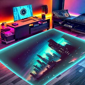 منطقة ألعاب البساط RGB LED LID (3 × 5 مجرة ​​دوامة) - غرفة نوم سجادة الأرضية ديكور ألعاب - غرفة الأطفال سجادة مضادة للانزلاق لكرسي ألعاب - لعب غرفة غرفة في سن المراهقة ، الأولاد ، الأطفال الملحقات