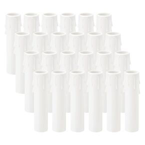 PATIKIL 2.6 Inch Tall Candle Covers Sleeves, 12Pcs Plastic E12 Chandelier Socket Sleeves Drip Candle Socket Covers Bulb Light Base Holder for Crystal Candle Lamps, White