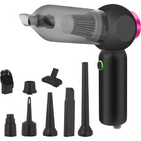Car Vacuum Portable Cordless, 17000PA 6-in-1 Multifunction Handheld Vacuum Cordless Rechargeable with Window Breaker & Seatbelt Cutter for Car, Home, Office, Pet