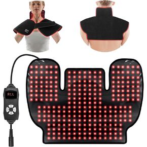 Red Infrared Light Neck Shoulder: Heating Red Light Therapy Device for Body Upper Back, 660nm&850nm Dual-chip LED Wearable Wrap Pad Pain Relief Muscle Relaxing for Women Men at Home