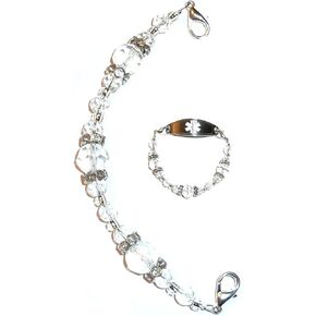 Hidden Hollow Beads Women's Beaded 6" Medical Alert ID Interchangeable Replacement Bracelet, Identification Vital info