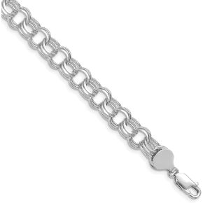 Diamond2Deal 14K الذهب الأبيض الثلاثي رابط سوار سوار الحجم 7 "إلى 8"