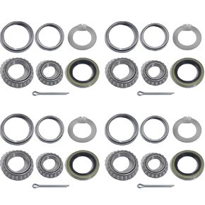 4 Sets 3500 LB Boat Trailer Axle Bearing Kits, L68149 L44649 Bearing Kits, 171255TB/10-19 Grease Seals, Spindle Tang Washer and Cotter Pins for EZ-Lube #84 Spindle