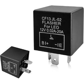 3-Pin CF13 EP34 Electronic Flasher Relay, CF13 JL-02 12V LED Light Flasher Blinker Relay, Universal Turn Signal Light Falsher Fixes Hazard Warn Hyper Flash No Flash