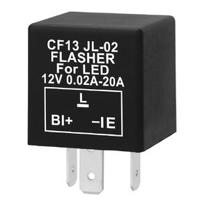 2 Pcs LED Flasher Relay, CF13 JL-02, 12V 0.02A-20A 3 Pin, to Fix LED Light Turn Signal Hyper Flash Blinking Light 12V DC (2)