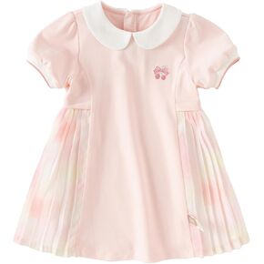 ديف وبيلا تودلر الفتيات الرياضة فستان رياضي الصيف نفخة قصيرة الأكمام مطوية Sundress مدرسة الزي الرسمي التنس غولف فستان بلاي. in Kuwait