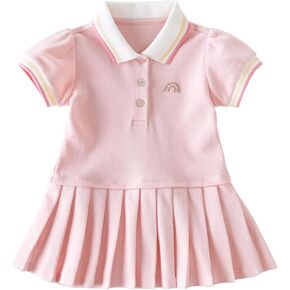 DAVE&BELLA Toddler Girls Polo Dress Short Sleeve Golf Tennis Dress A-Line Playwear Sundress Cotton Baby Girls' School Uniform