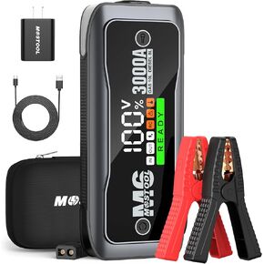 Mostool M6 Car Jump Starter ، 3000A Peak 12V Battery Jump Starter Pack مع شاشة LED ، وصندوق قفزة لبطارية للسيارة المدمجة ، لجميع محركات الغاز وما يصل إلى 8.0 لتر ديزل