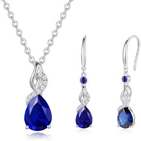 FANCIME Sapphire Pendent Necklace/Dangle Earrings for Women