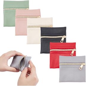 NBEADS 6Pcs PU Leather Jewelry Bags, Jewelry Pouch with Zipper Jewelry Travel Bag Leather Jewelry Pouch for Earrings, Rings, Bracelets, Mixed Color, 3.9x3.9x0.28inch