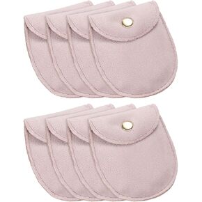 uxcell 8 Pcs Velvet Jewelry Pouches, 9 x 13 cm Snap Button Jewelry Velvet Gift Bags Organizer for Rings Necklace Bracelet (Pink)