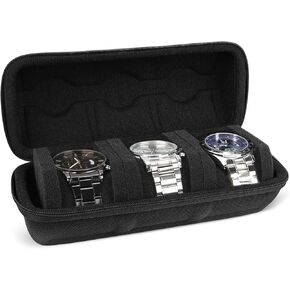 3-slot Watch Roll Travel Case, EVA Travel Watch Case with Detachable Sponge Watch Box for Men and Women, Watch Storage Box Watch Holder for Most Watches and Smart Watch (3-slot)