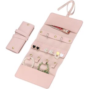 Uxcell 2pcs Foldable Travel Jewelry Roll Bag, Black, Portable Jewelry Organizer Case for Rings, Necklaces, Earrings, Bracelets