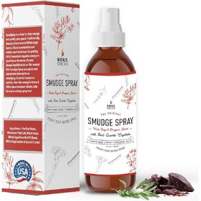 SOUL STICKS White Sage & Dragon’s Blood Smudge Spray – 3.5oz Smokeless Energy Mist with Quartz Crystals – Protective Smudging Spray for Aura Cleansing & Home Energy Clearing