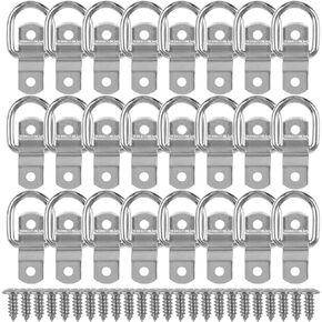 24 Pack D Ring Tie Down Anchors 1/4" Heavy Duty Stainless Steel Trailer Tie Down Hooks for Truck, Trailer, Camper, Warehouse, Boat, Cargo Control & Surface Mount(Black)