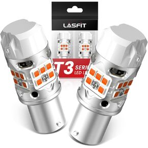 LASFIT T3 1157 Switchback LED لمبة LED مدمجة في إشارة المنعطف الأمامي Canbus خطأ خالية من AMBER AMBER دالة مزدوجة 500 ٪ مشرق 2057 2357 7528 BAY15D P21/5W DRL وقوف السيارات مضاد Hyper Flash (2pcs)