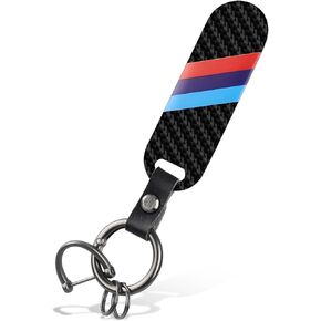 3 Colors Striped Alloy Keychain, Carbon Fiber Resin Leather Car Key Holder, Fashion Sports Style Keychain Ring, Car Accessories Decoration for Men Women Teens