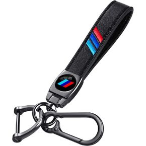 3 Colors Striped Leather Keychain, Car Metal Keyring, Sports Style Car Accessories Decoration for Men Women Teens