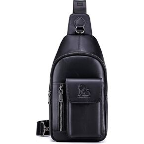 pundarika Genuine Leather Sling Bag For Men Crossbody Chest Bag shoulder bag casual chest pack Sling Backpack man bag