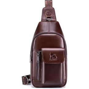 pundarika Genuine Leather Sling Bag For Men Crossbody Chest Bag shoulder bag casual chest pack Sling Backpack man bag in Saudi Arabia