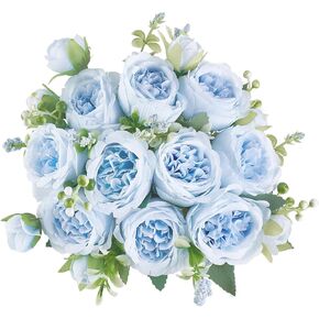 Mkono Peonies Artificial Flowers, Small Silk Flowers for Home Decor Indoor 2 Bundles Fake Bouquet Faux Floral Arrangements Dining Table Centerpieces for Kitchen Bridal Wedding Party Decor, Champagne in Saudi Arabia