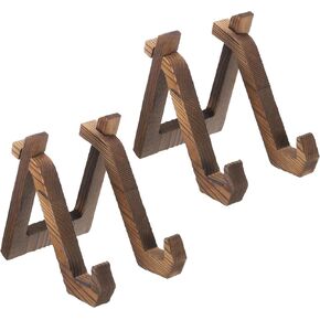 uxcell 2 Pcs Wooden Plate Stands for Display, 5.9 Inch Removable Decorative Picture Easel Frame Display Holder Stand for Platters Bowl Dish Pictures Book Tabletop Art Decor, Brown