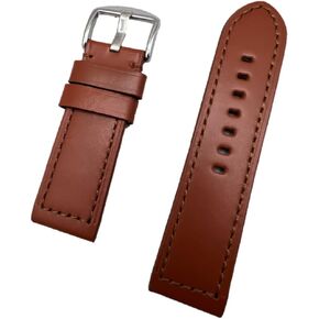 NewLife 26mm Brown Leather Watchstrap Compatible with Panerai Watch | Thick, Smooth, Flat Padded Replacement Watchband Bracelet that brings to Any Watch (Mens Standard Length)