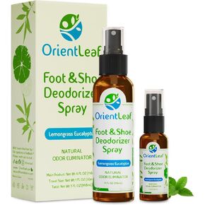 Shoe Deodorizer Spray 4 Fl Oz & Travel Size 1 Fl Oz, Shoe Spray for Smelly Shoes Eucalyptus Lemongrass