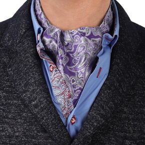 Epoint Ascot Tie Cravat For Mens Purple Paisley Self Cravat Tie Jacquard Woven Silk College Classic Design ERA1B06A Indigo,Whitesmoke,Light Gray