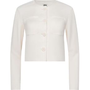 Anne Klein Women's Linen Button Front Jacket W Patch Pocket