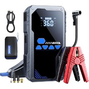 AutoOne 8000a Jump Starter مع ضاغط الهواء (جميع الديزل الغاز/12L) ، 150psi بطارية البطارية المحمولة المحمولة ، قفزة الإطارات مع مصباح LED ، شاشة LCD ، حالة التخزين