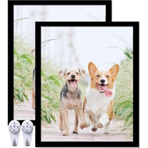 9x11 Picture Frame Set of 2, Black Photo Frames High Transparent Wall Gallery Desktop Horizontal Vertical for Canvas Collage Photo Poster Certificate 9 x 11 inches