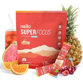 مزيج مشروب التركيز الفائق-نكهة الفاكهة-الكافيين 75 ملغ ، ألفا GPC ، Lion’s Mane ، Rhodiola & N-acetyl L-Tyrosine-حزم خالية من السكر ، على الحدود-20 حصص