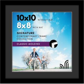 Americanflat 12x16 Picture Frame with Shatter-Resistant Glass - Use as 8x12 Picture Frame with Black Mat and White Trim or Display 12x16 Photo Without Mat - Signature Collection - Black