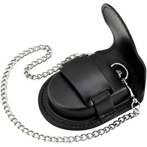 Tiong Brown/Black Vintage Classic Personalization 47mm Pu Leather Pocket Watch Box Customized Holder Storage Case Coin Pouch Storage with Chain