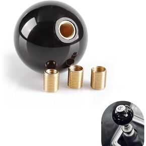 Shift Knob Manual Gear, 8 Ball Billiard Round Smooth and Easy to Grip Shift Knob, Shifter Knobs Head Modification Accessories, with 3 Threaded Adapter, for Most Manual Gear Cars (Black)