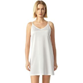 Women's Nylon Full Slips for Under Dresses Adjustable Spaghetti Strap Basic Cami Mini Slip Dress