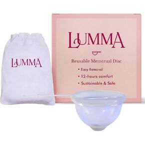Menstrual Disc | Includes Carrying Pouch and Silicone String for Easy Removal | Comfortable & Sustainable Choice to Tampons |Reusable Medical Grade Silicone,Leak-Proof |Transparent,Medium-Cervix