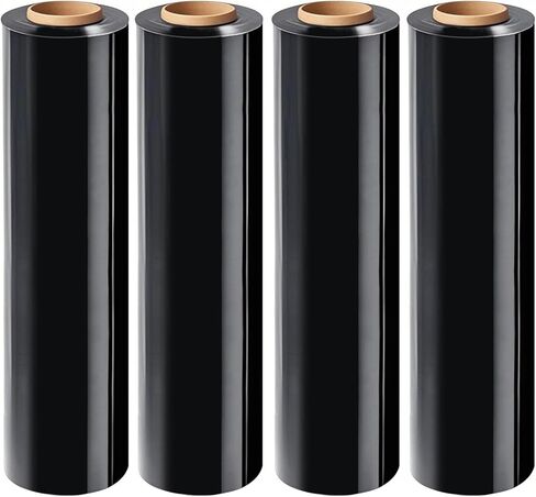 Stretch Wrap Roll, Heavy Duty 1500ft Shrink Wrap Roll, Black 18 Inch 80 Gauge Industrial Strength Stretch Film, Plastic Wrap for Pallet Wrapping Shipping Moving(2 Pack) in Saudi Arabia