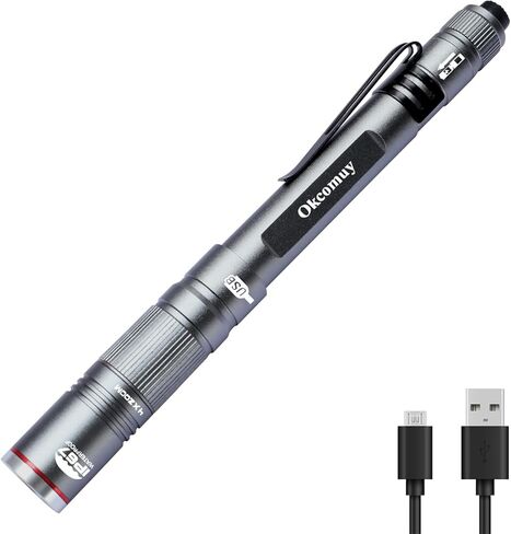 COVMAX Rechargeable Pen Light Flashlight IP67 Waterproof with Pocket Clip 4-Zoomable, Prefect for Inspection,Work,Repair in Kuwait