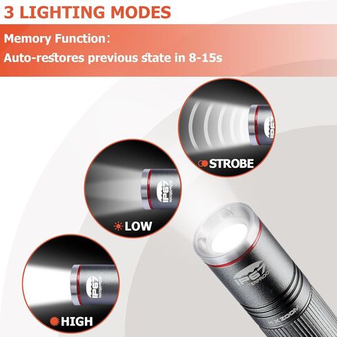 COVMAX Rechargeable Pen Light Flashlight IP67 Waterproof with Pocket Clip 4-Zoomable, Prefect for Inspection,Work,Repair in Kuwait